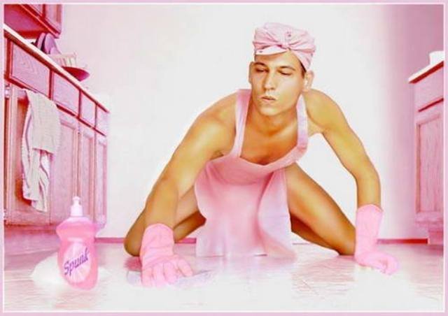 Man-in-pink-cleaning-the-floor